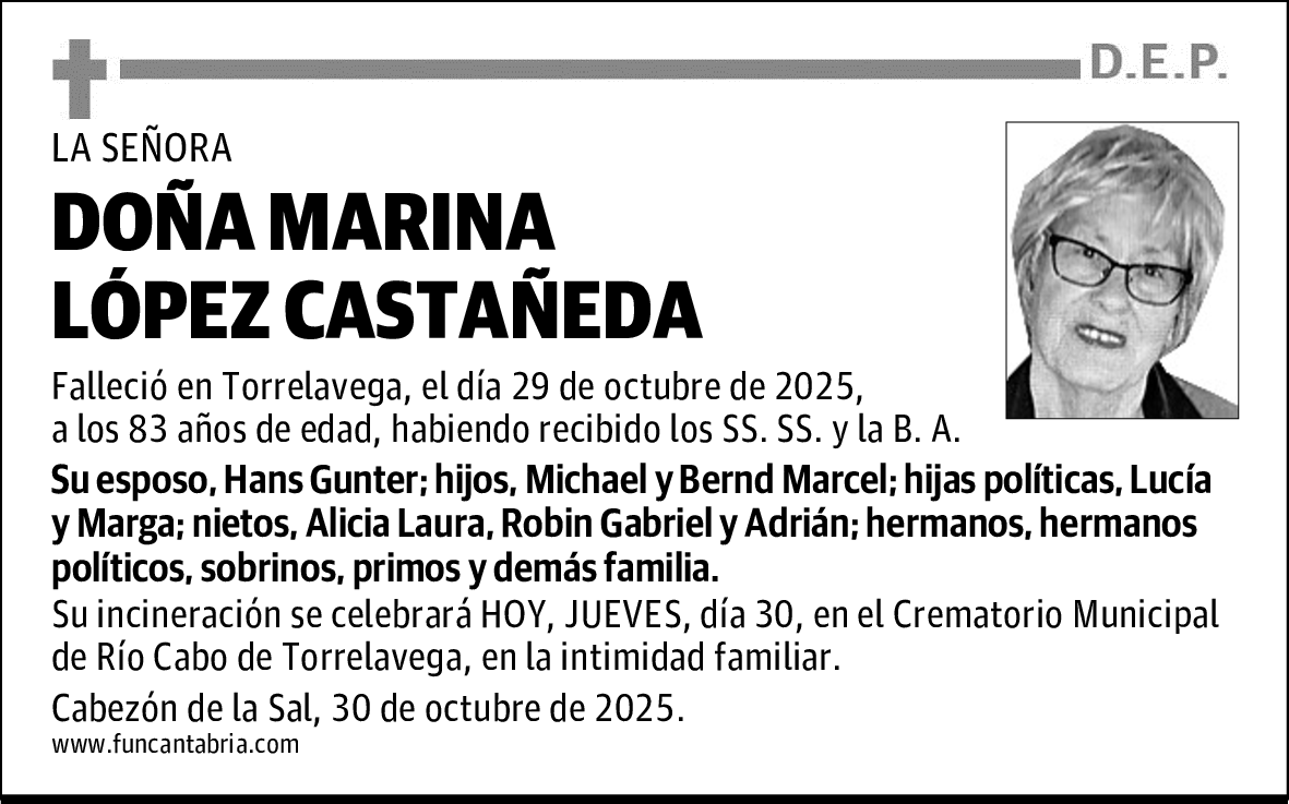 DOÑA MARINA LÓPEZ CASTAÑEDA
