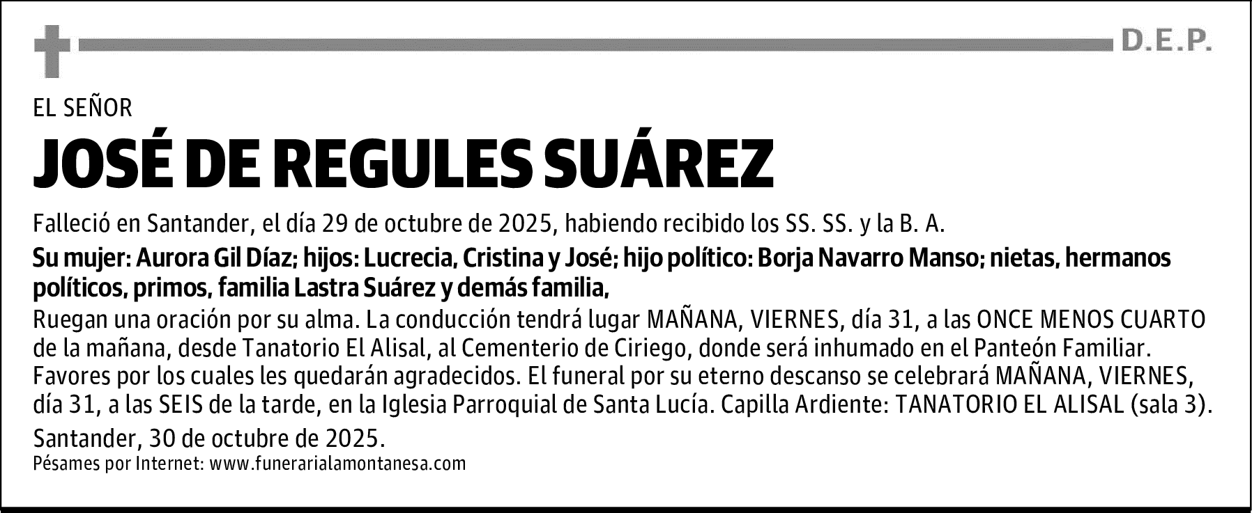 JOSÉ DE REGULES SUÁREZ