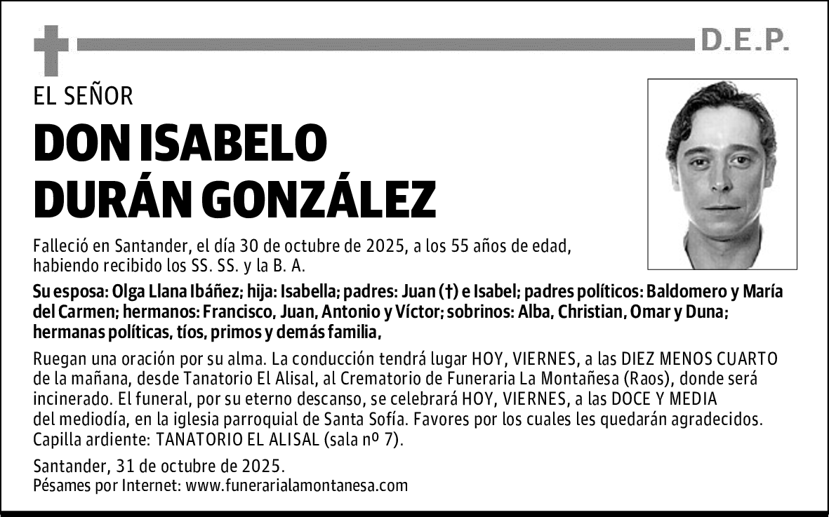 DON ISABELO DURÁN GONZÁLEZ