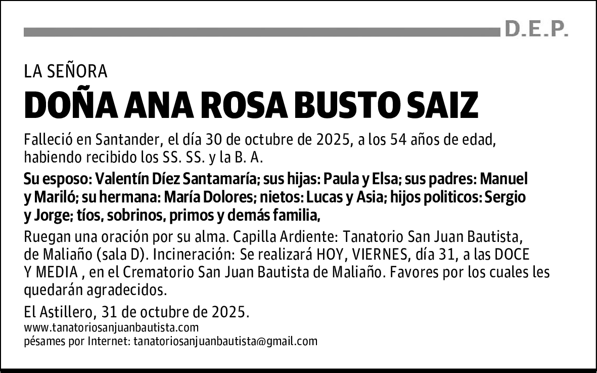 DOÑA ANA ROSA BUSTO SAIZ