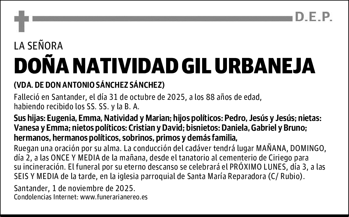 DOÑA NATIVIDAD GIL URBANEJA