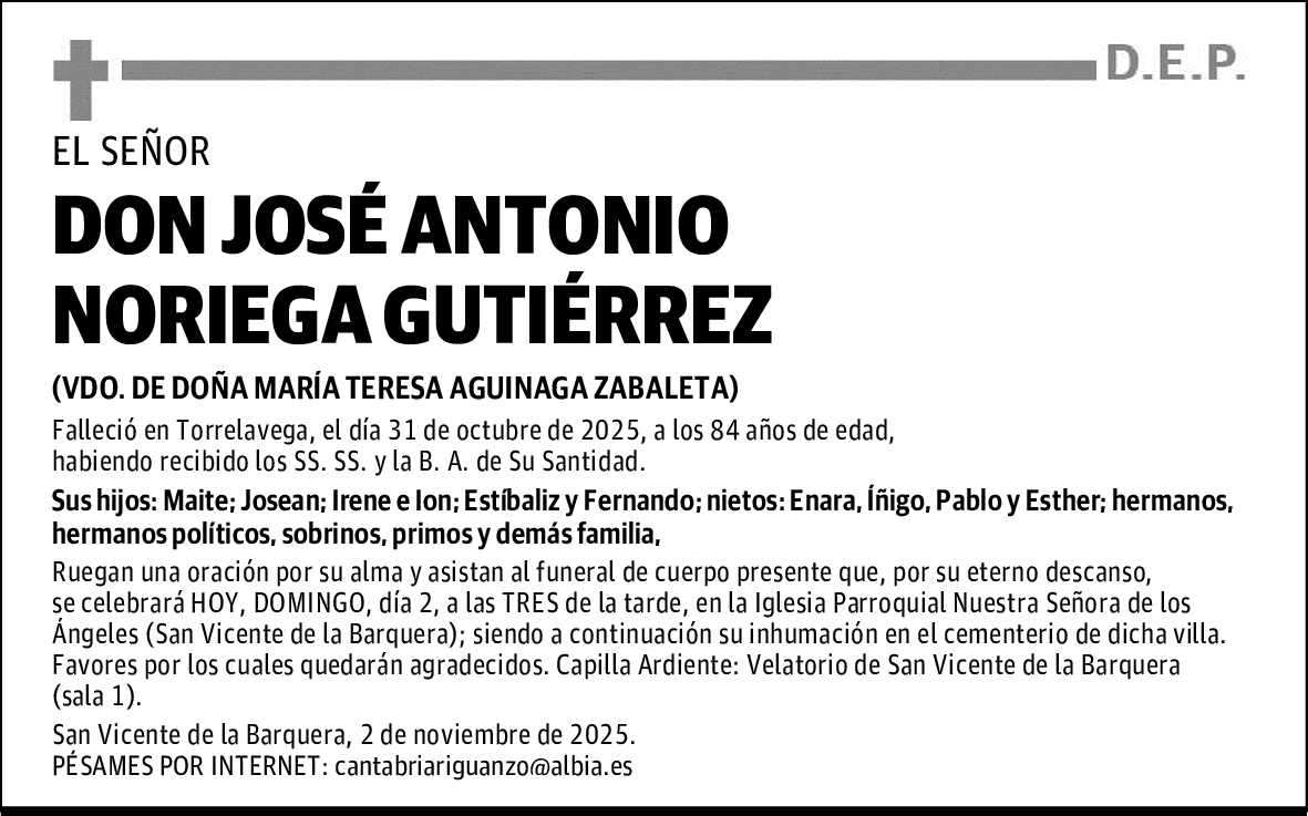 DON JOSÉ ANTONIO NORIEGA GUTIÉRREZ