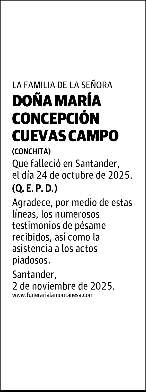 DOÑA MARÍA CONCEPCIÓN CUEVAS CAMPO