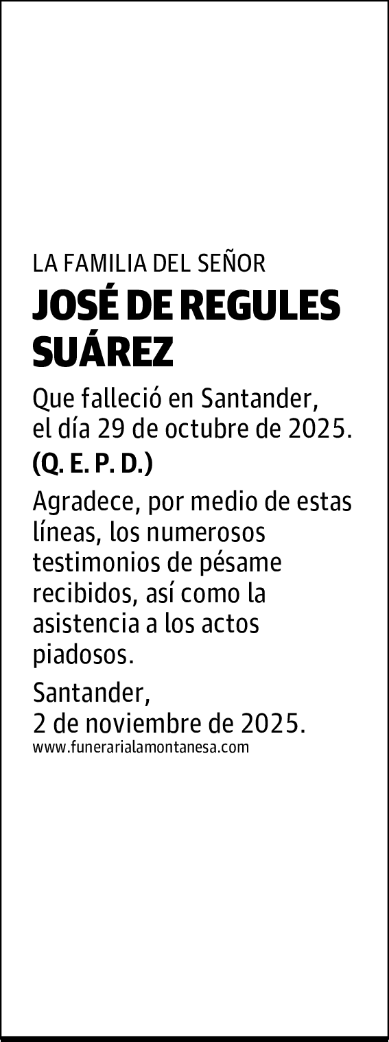 JOSÉ DE REGULES SUÁREZ