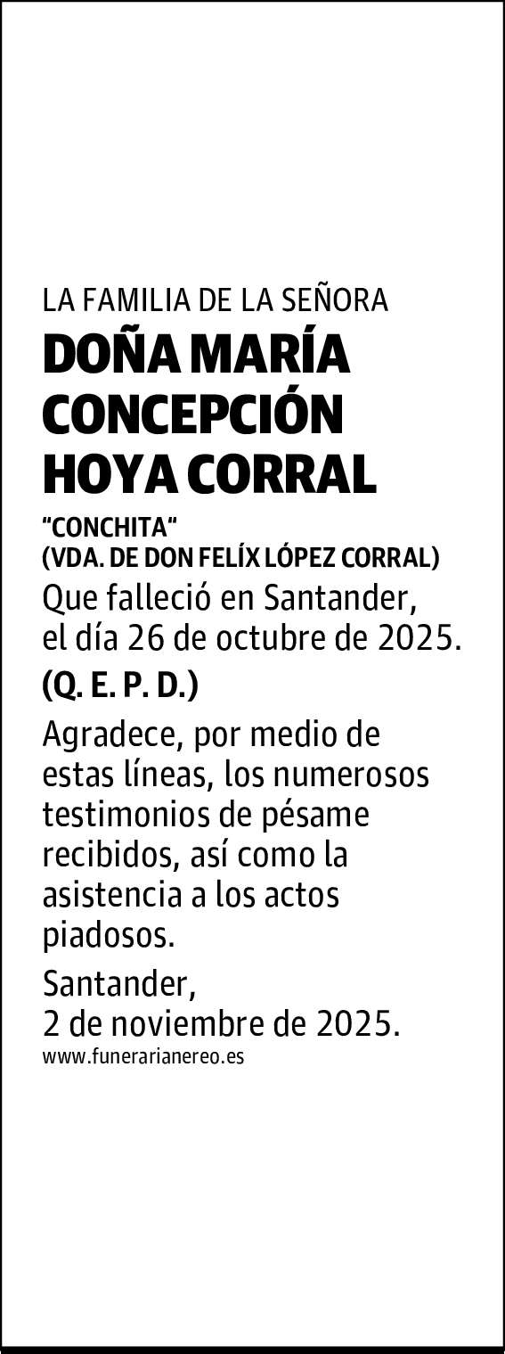 DOÑA MARÍA CONCEPCIÓN HOYA CORRAL