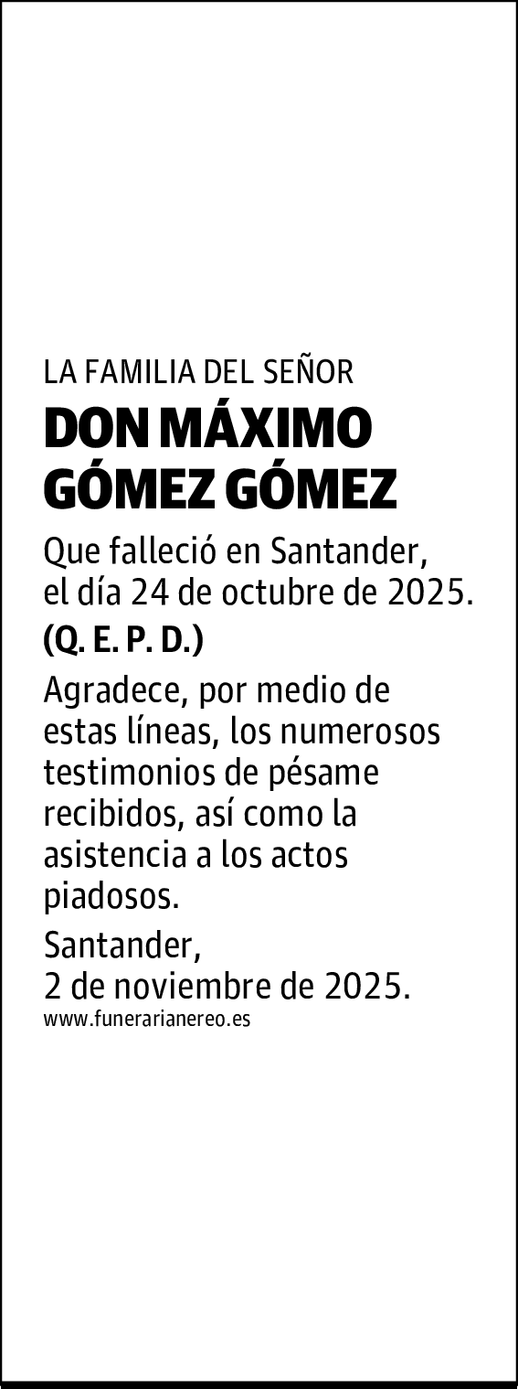 DON MAXIMO GÓMEZ GÓMEZ