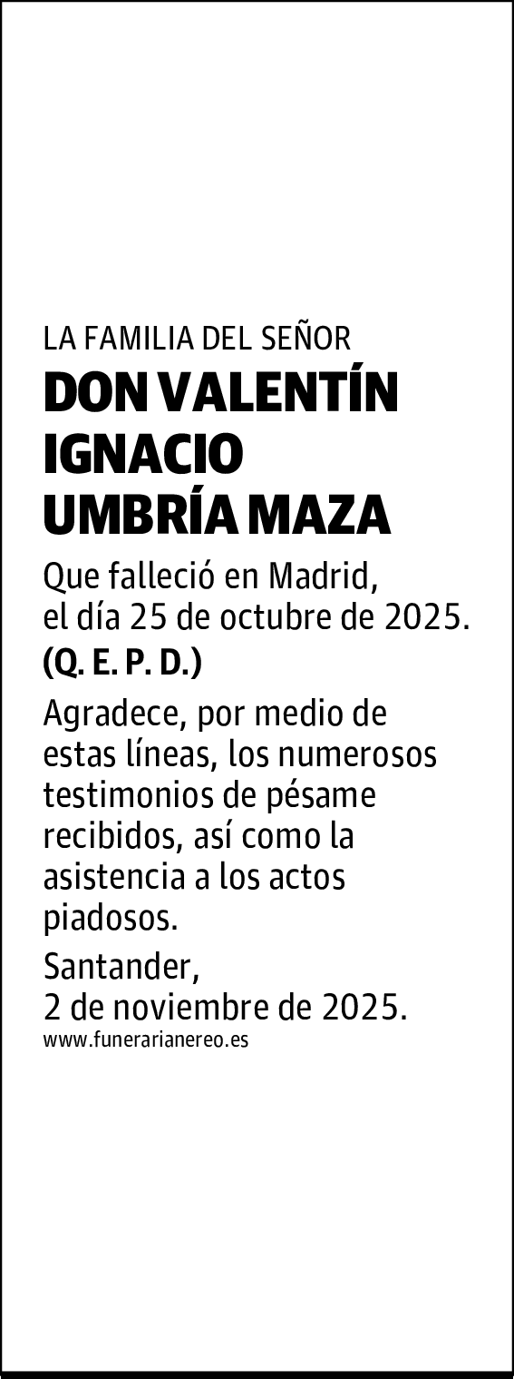 DON VALENTIN IGNACIO UMBRÍA MAZA