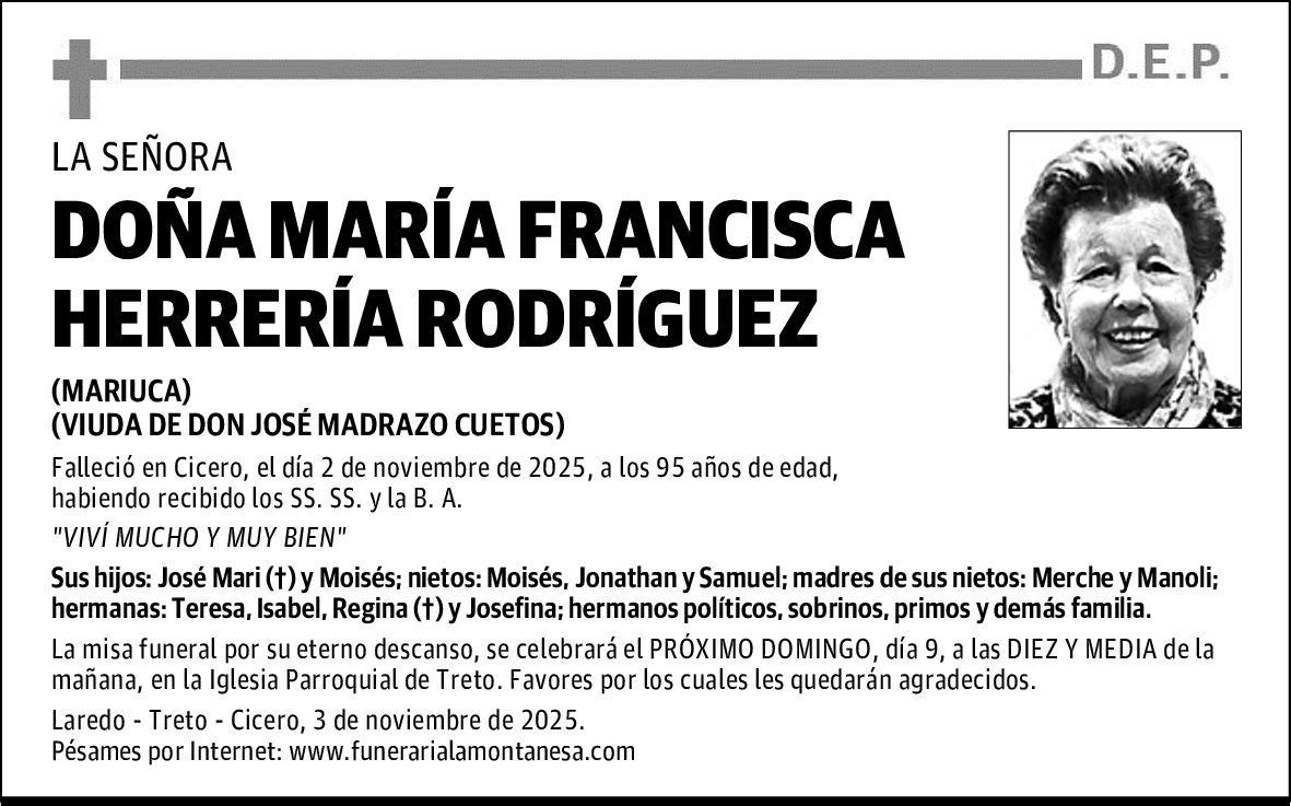 DOÑA MARÍA FRANCISCA HERRERÍA RODRÍGUEZ