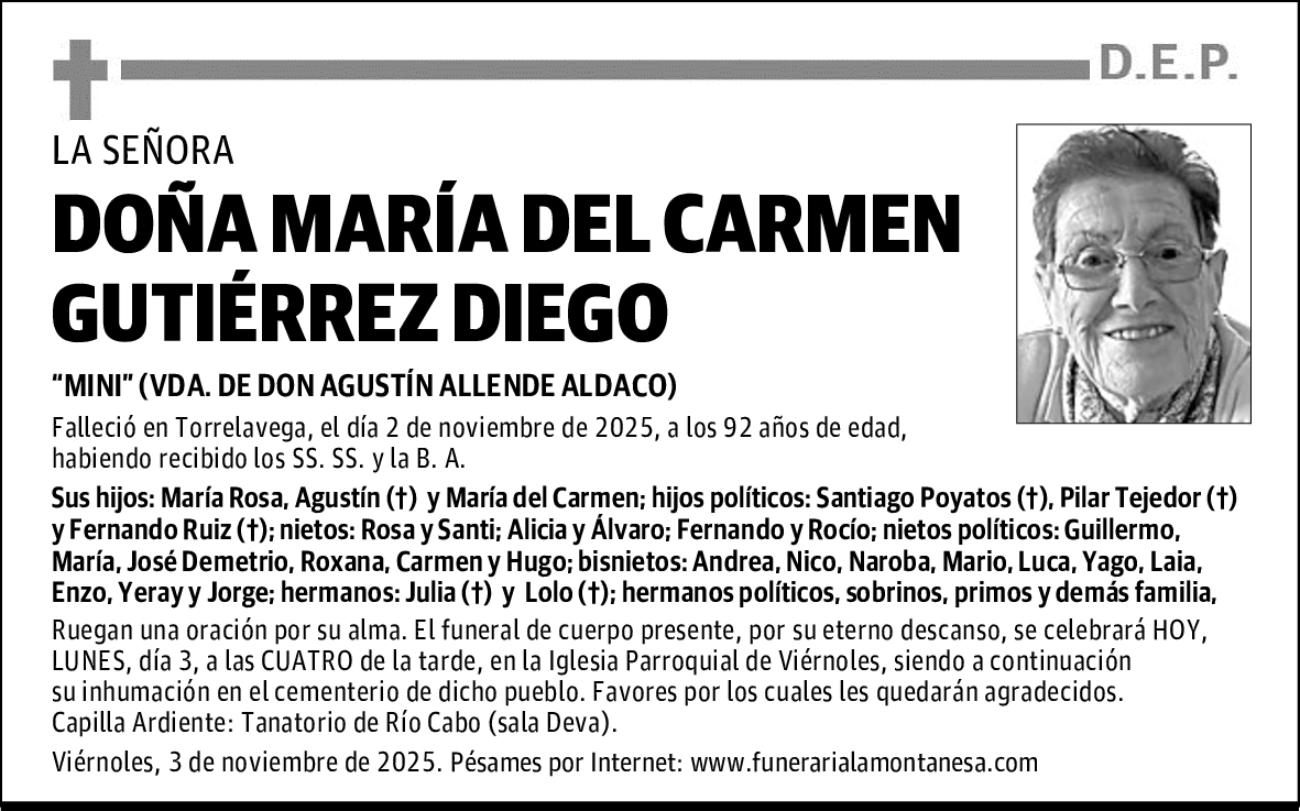 DOÑA MARÍA DEL CARMEN GUTIÉRREZ DIEGO