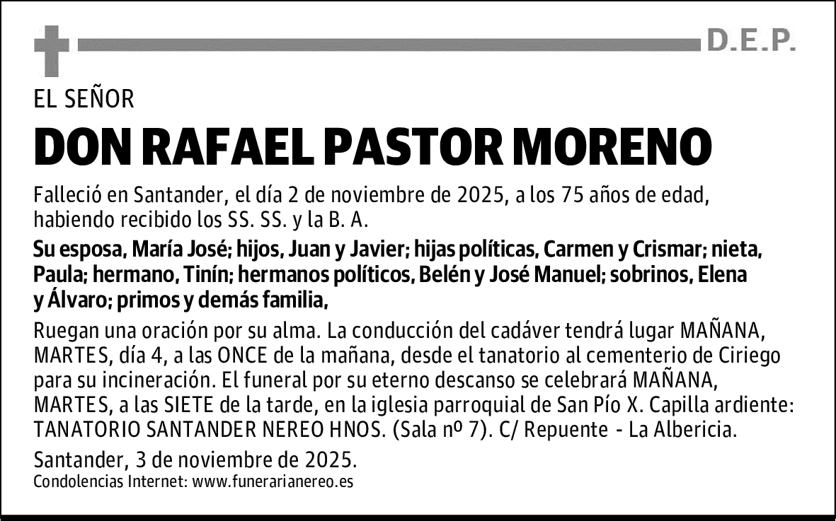 DON RAFAEL PASTOR MORENO