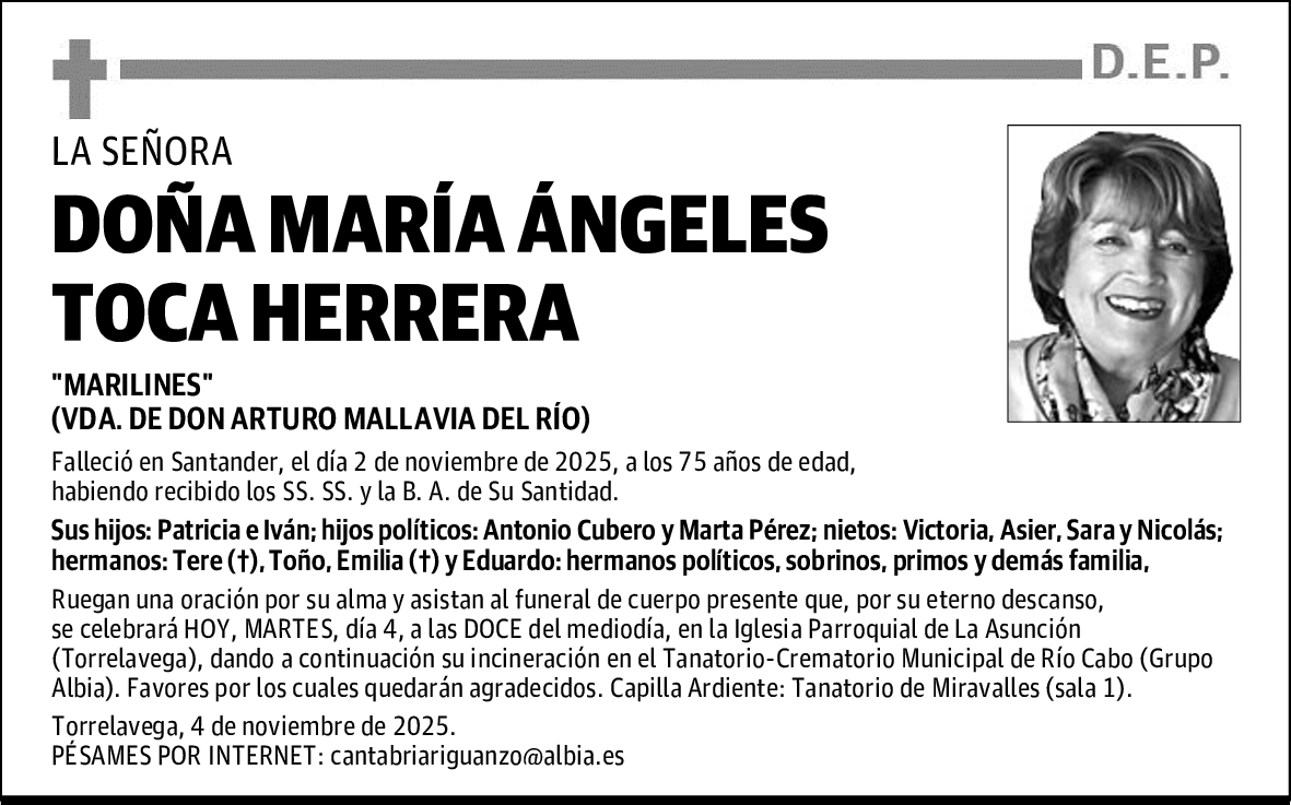 DOÑA MARÍA ÁNGELES TOCA HERRERA