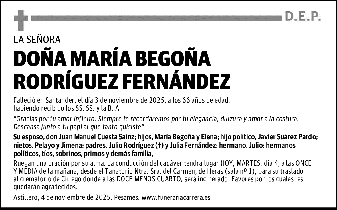 DOÑA MARÍA BEGOÑA RODRÍGUEZ FERNÁNDEZ