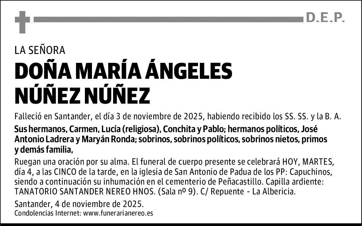 DOÑA MARÍA ÁNGELES NÚÑEZ NÚÑEZZ