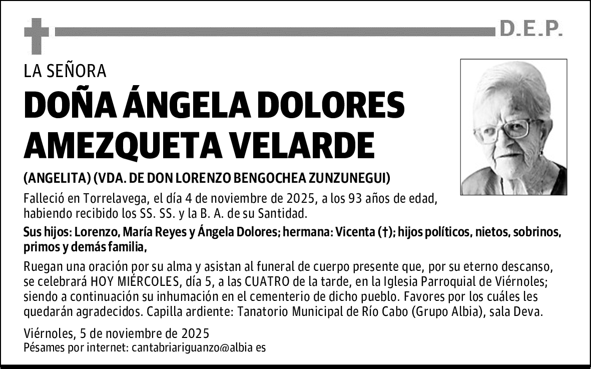 DOÑA ÁNGELA DOLORES AMEZQUETA VELARDE