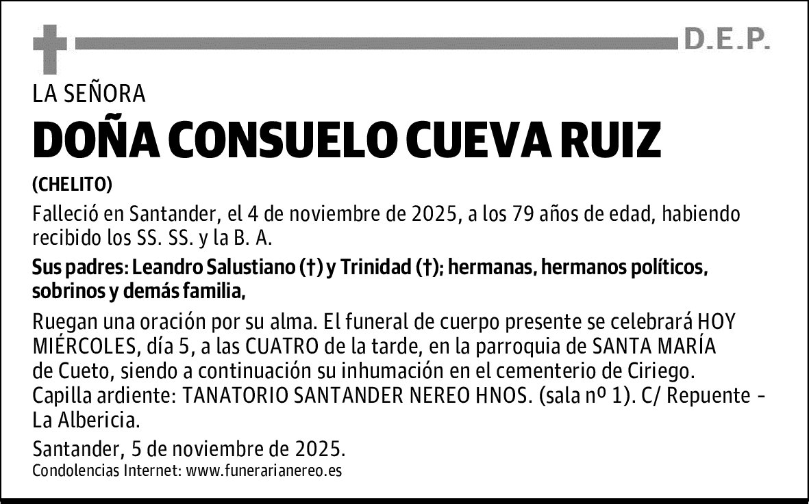 DOÑA CONSUELO CUEVA RUIZ