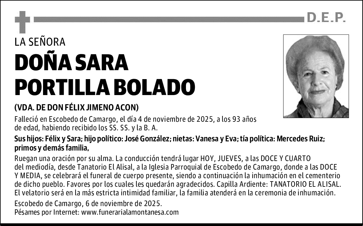 DOÑA SARA PORTILLA BOLADO