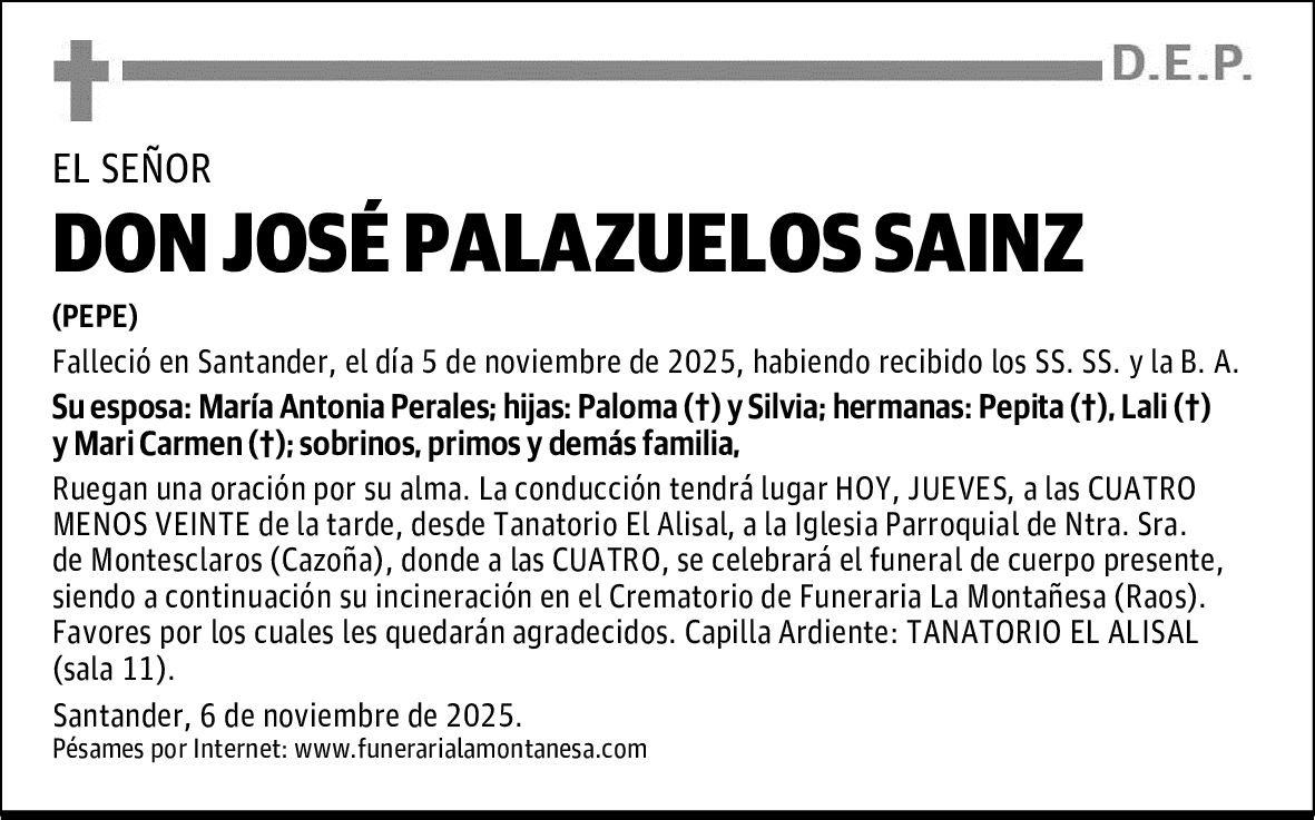 DON JOSÉ PALAZUELOS SAINZ