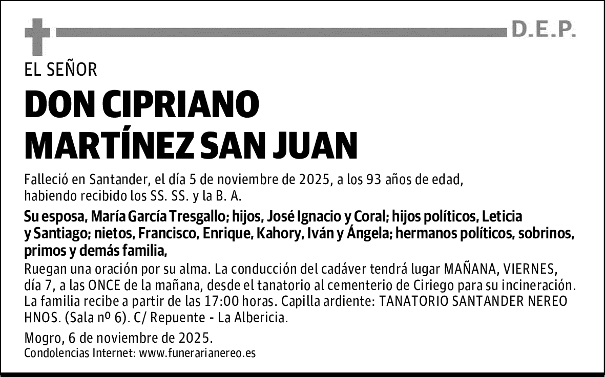 DON CIPRIANO MARTÍNEZ SAN JUAN