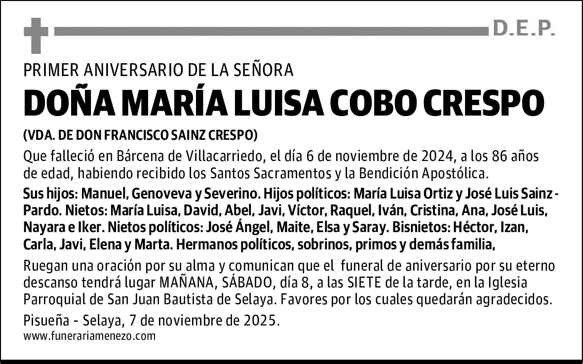 DOÑA MARÍA LUISA COBO CRESPO