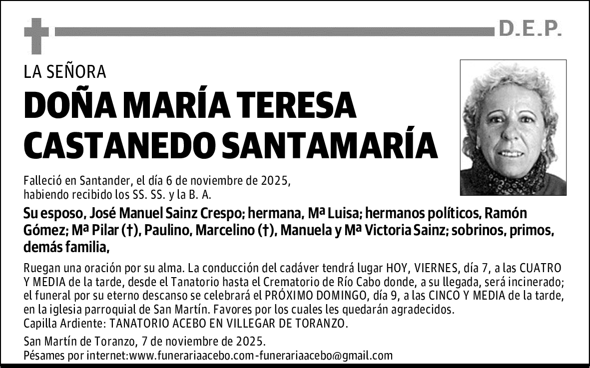 DOÑA MARÍA TERESA CASTANEDO SANTAMARÍA