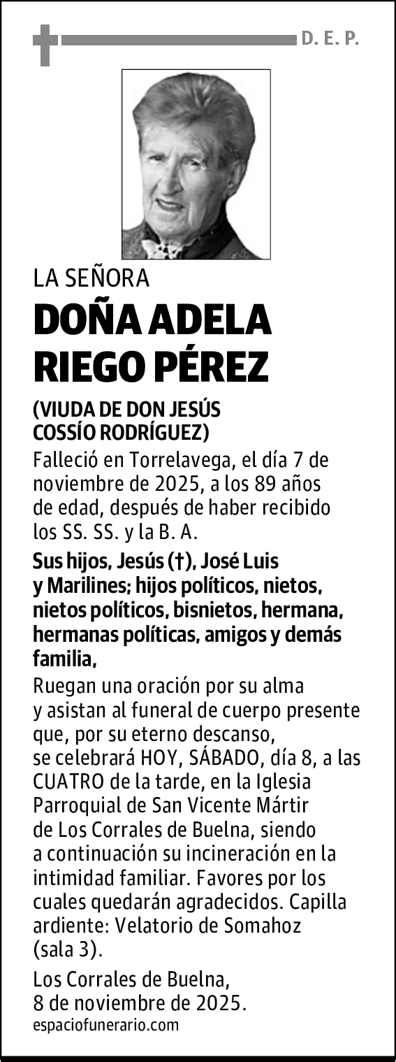 DOÑA ADELA RIEGO PÉREZ