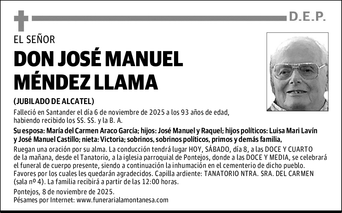 DON JOSÉ MANUEL MÉNDEZ LLAMA