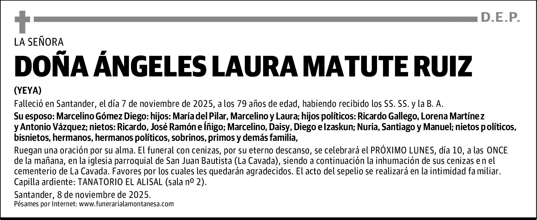 DOÑA ÁNGELES LAURA MATUTE RUIZ