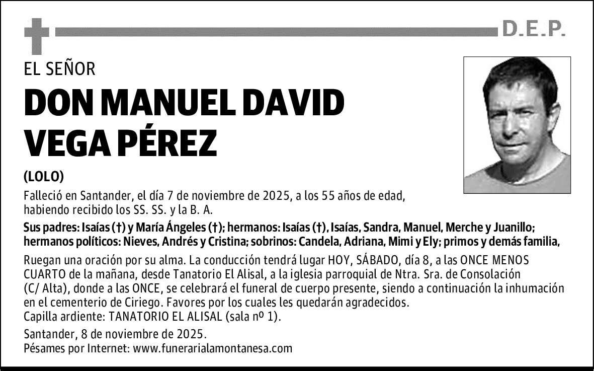 DON MANUEL DAVID VEGA PÉREZ