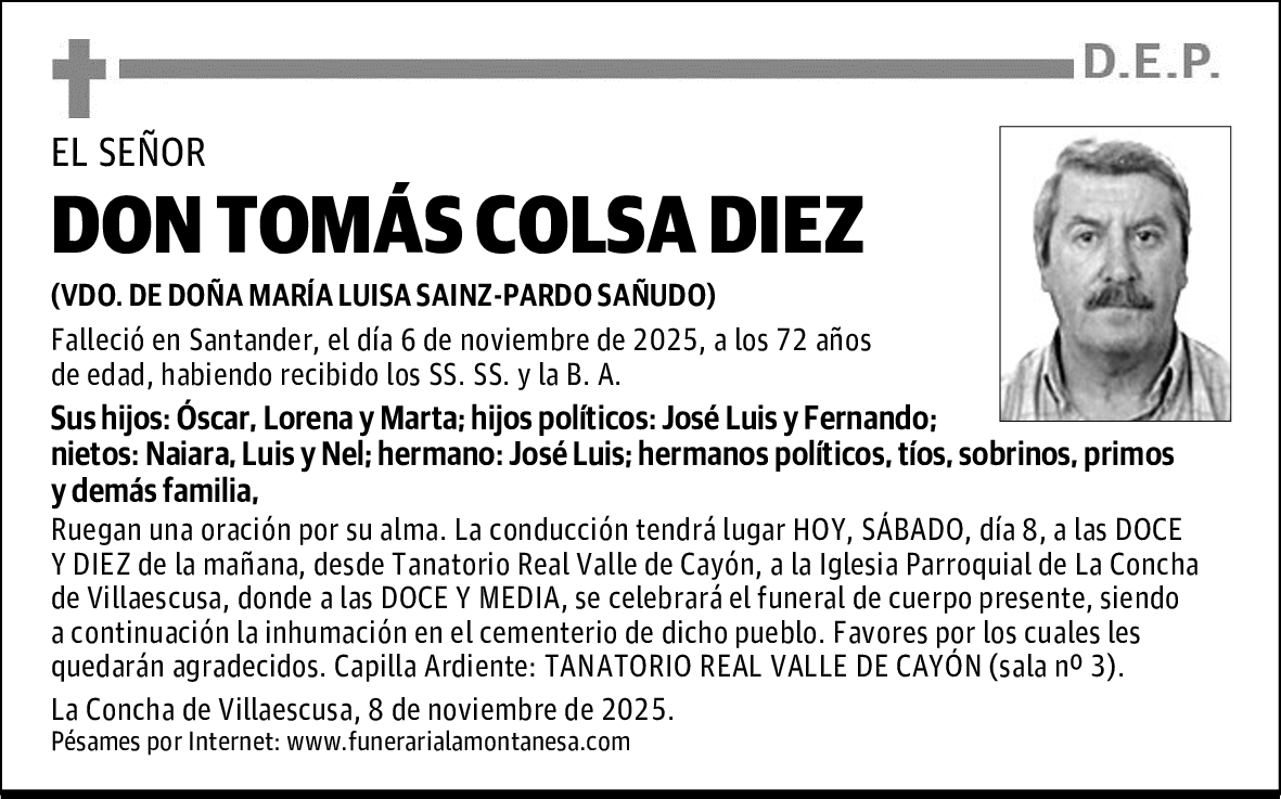 DON TOMÁS COLSA DIEZ