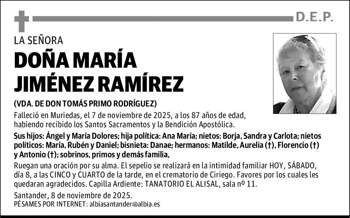 DOÑA MARÍA JIMÉNEZ RAMÍREZ