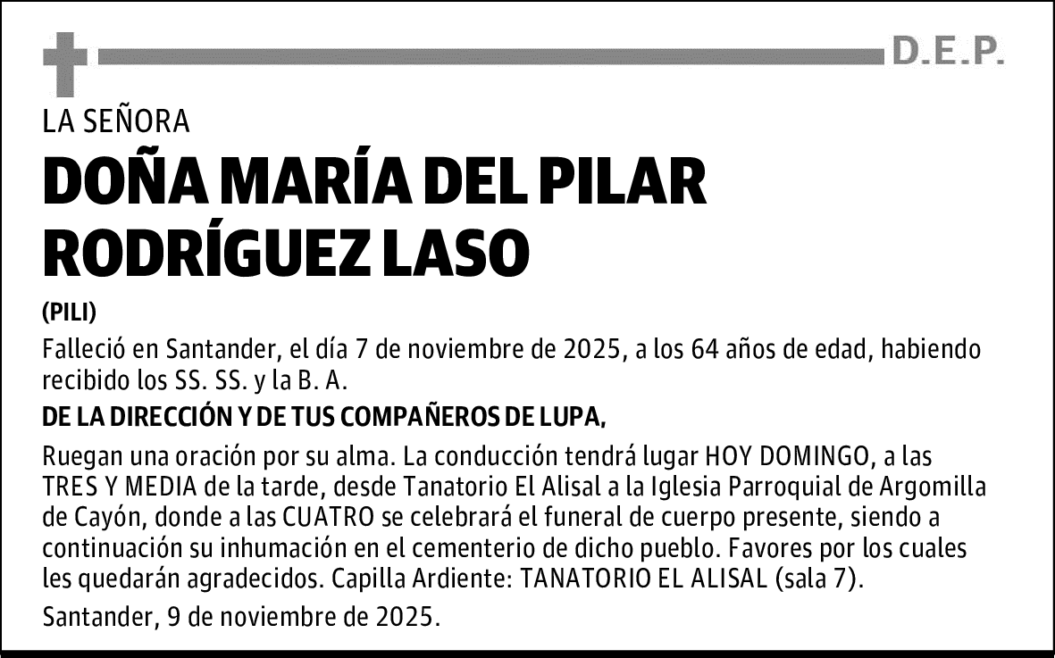 DOÑA MARÍA DEL PILAR RODRÍGUEZ LASO