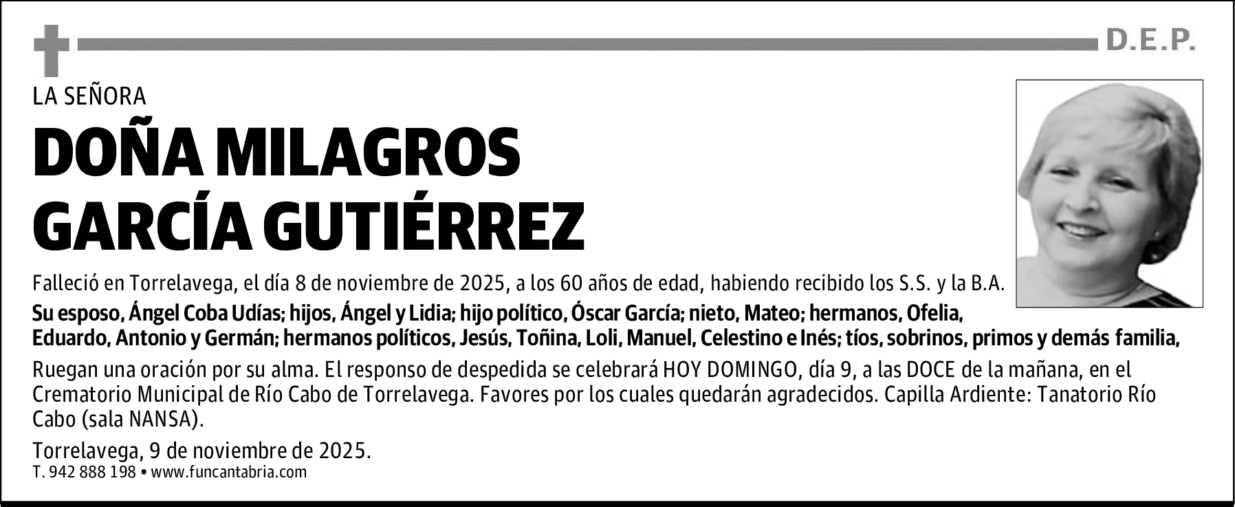 DOÑA MILAGROS GARCÍA GUTIÉRREZ