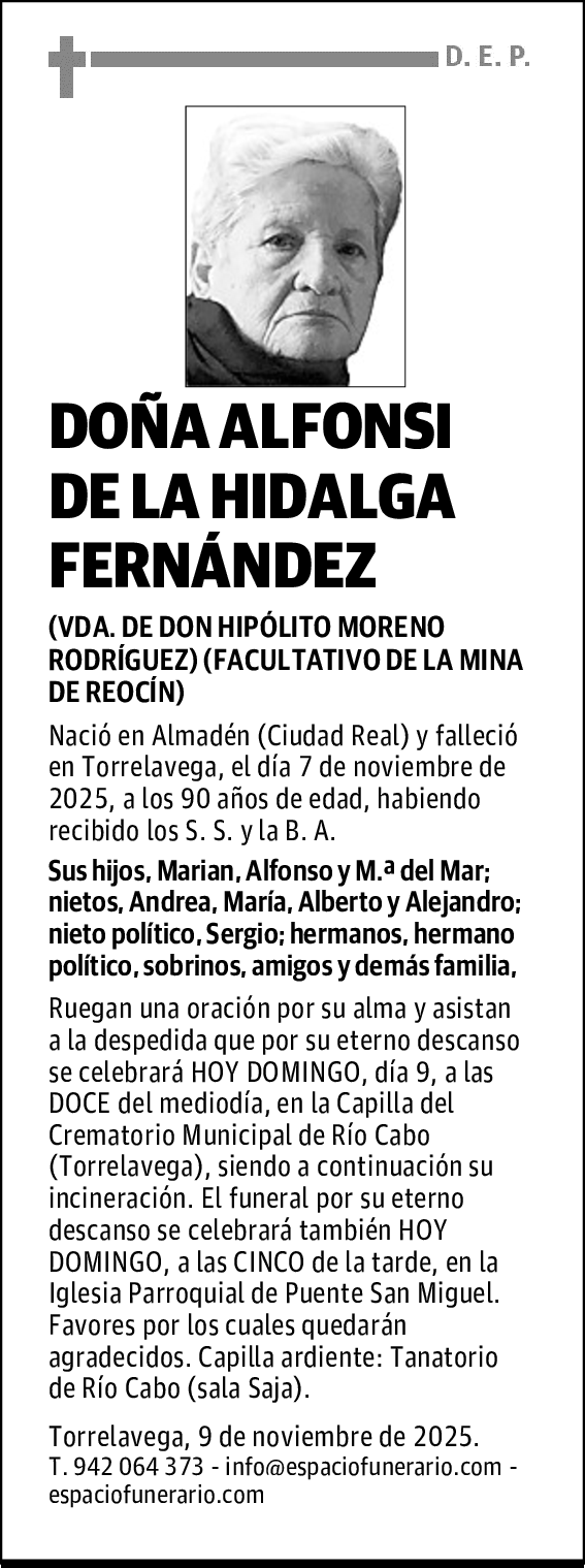 DOÑA ALFONSI DE LA HIDALGA FERNÁNDEZ