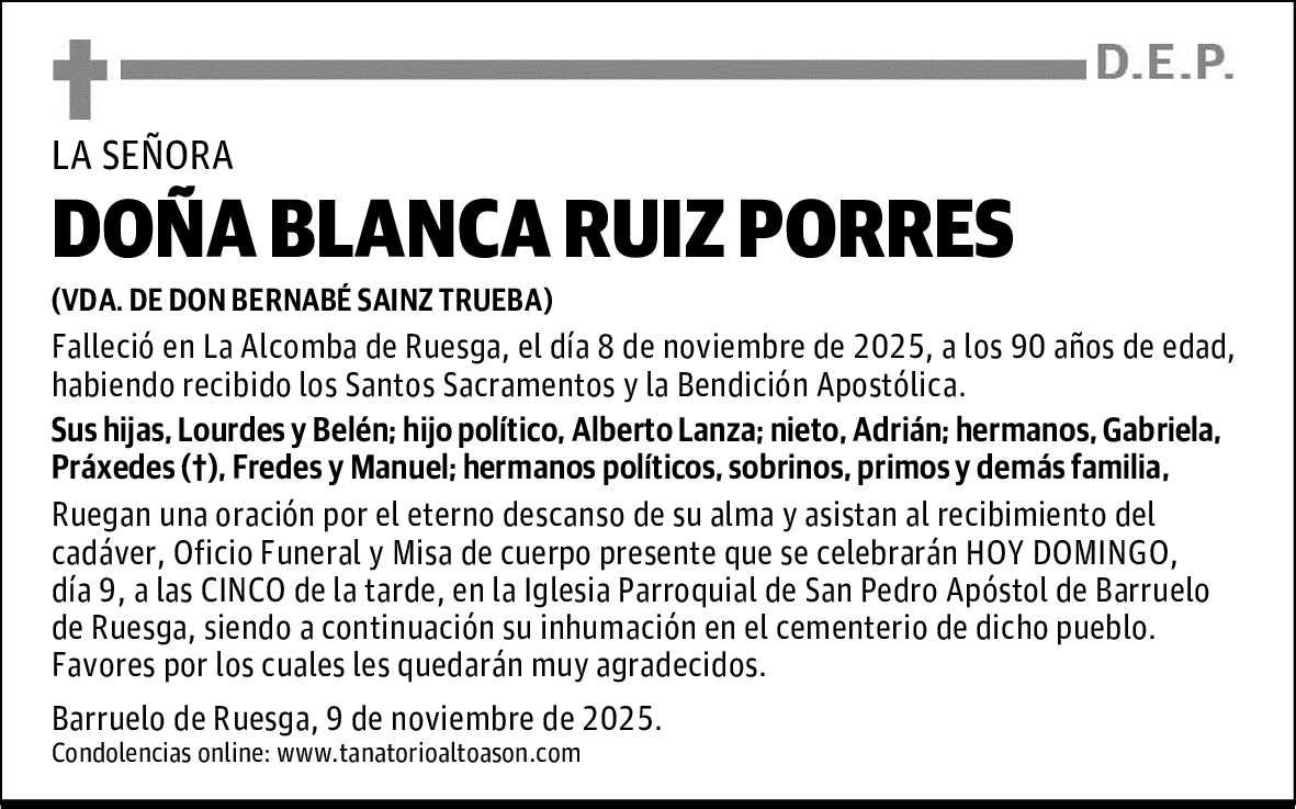 DOÑA BLANCA RUIZ PORRES