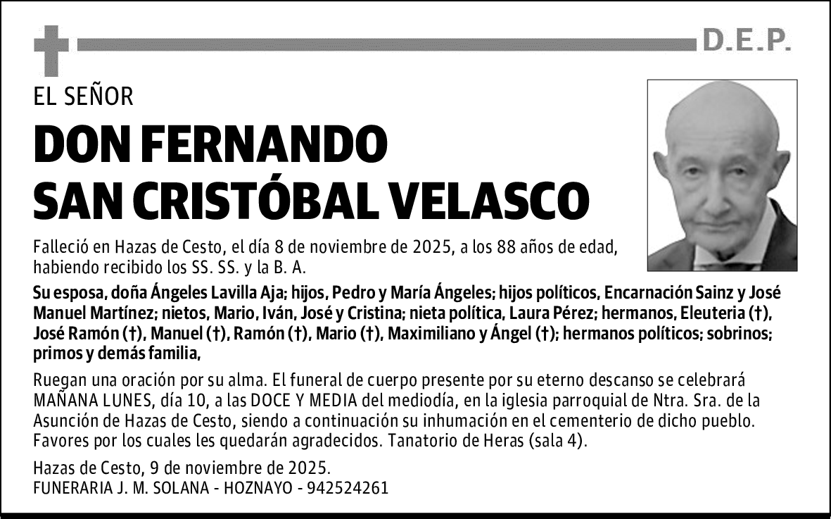 DON FERNANDO SAN CRISTÓBAL VELASCO