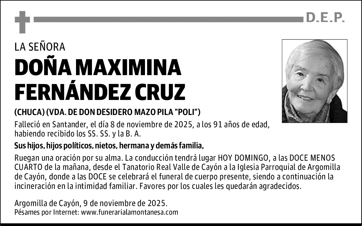 DOÑA MAXIMINA FERNÁNDEZ CRUZ