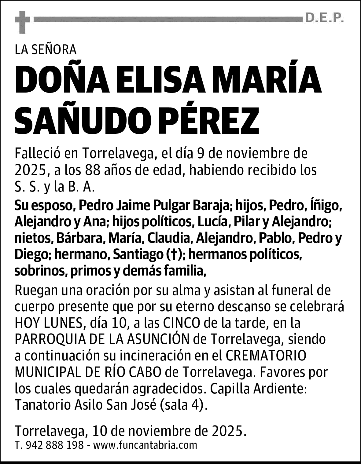 DOÑA ELISA MARÍA SAÑUDO PÉREZ