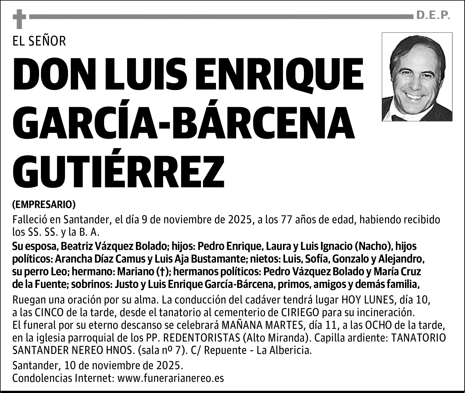 DON LUIS ENRIQUE GARCÍA-BÁRCENA GUTIÉRREZ