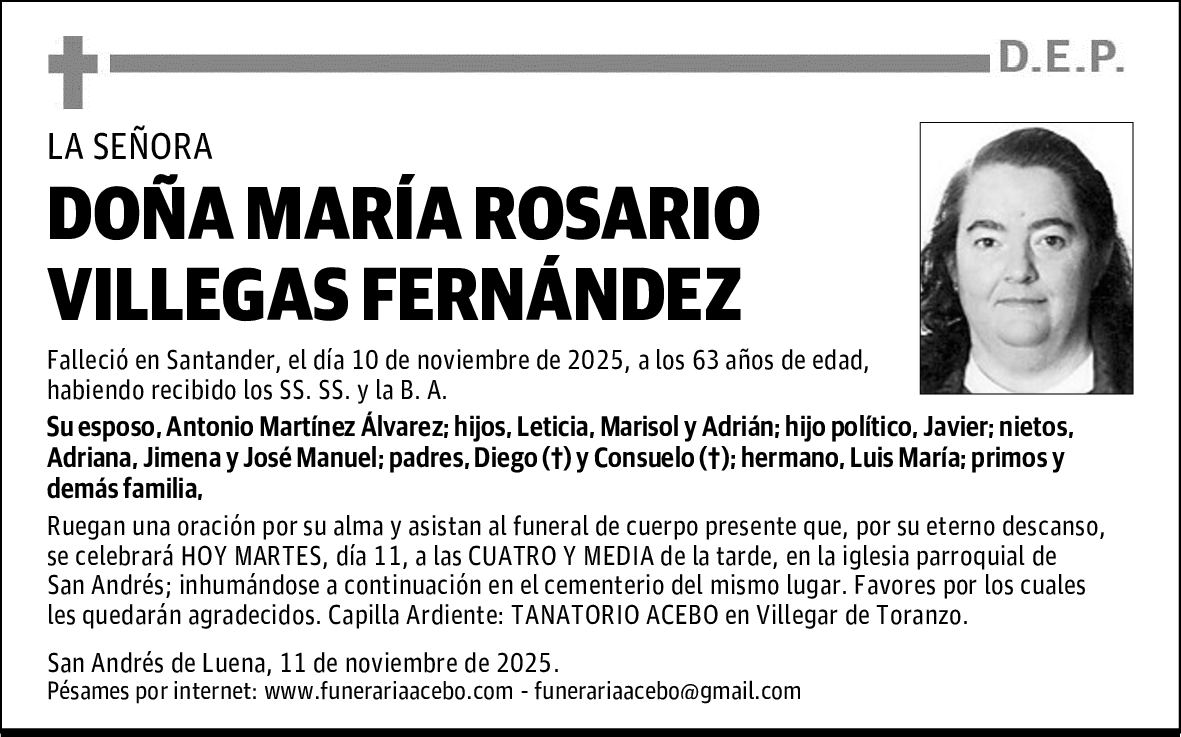 DOÑA MARÍA ROSARIO VILLEGAS FERNÁNDEZ