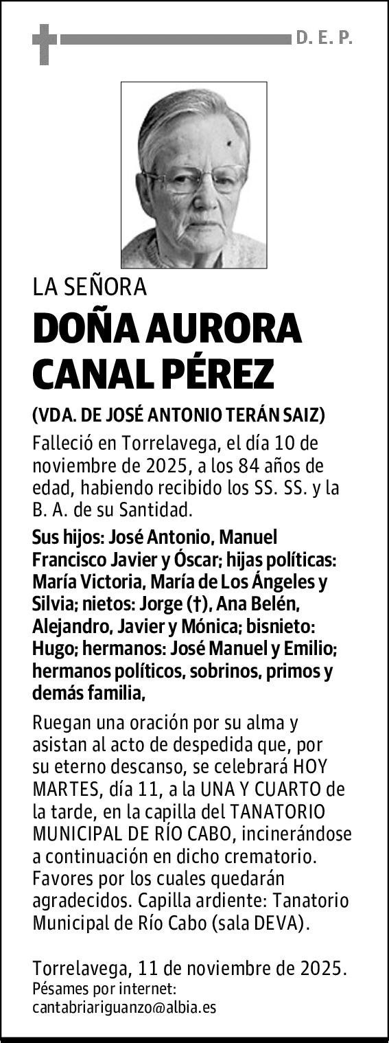 DOÑA AURORA CANAL PÉREZ