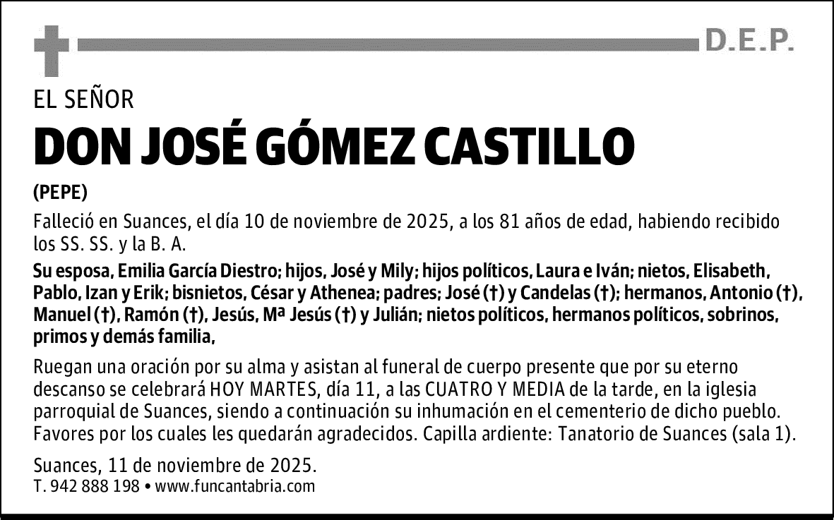 DON JOSÉ GÓMEZ CASTILLO