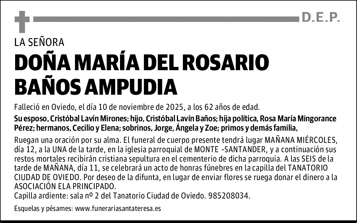 DOÑA MARÍA DEL ROSARIO BAÑOS AMPUDIA