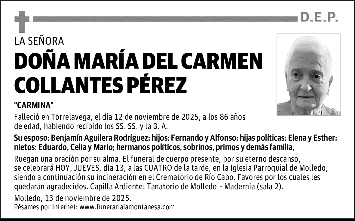DOÑA MARÍA DEL CARMEN COLLANTES PÉREZ