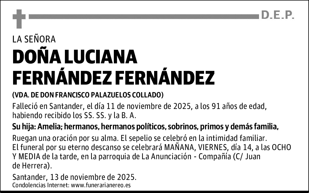 DOÑA LUCIANA FERNÁNDEZ FERNÁNDEZ