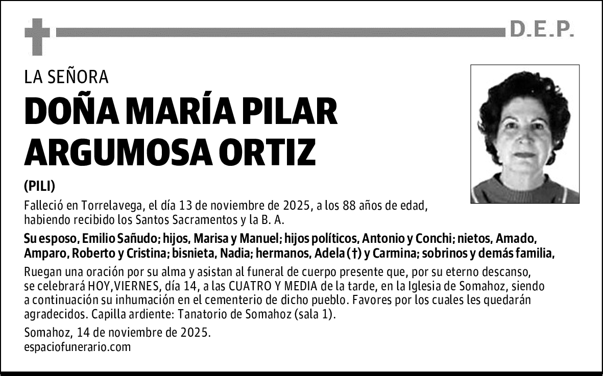 DOÑA MARÍA PILAR ARGUMOSA ORTIZ