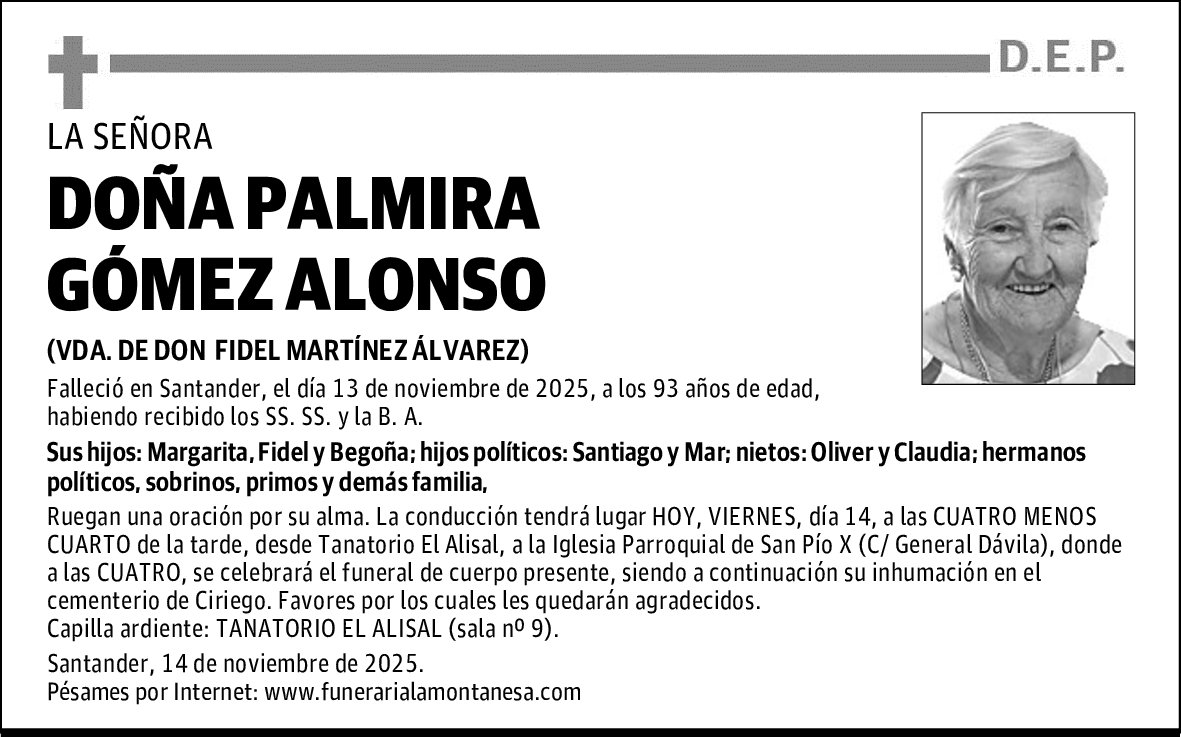 DOÑA PALMIRA GÓMEZ ALONSO