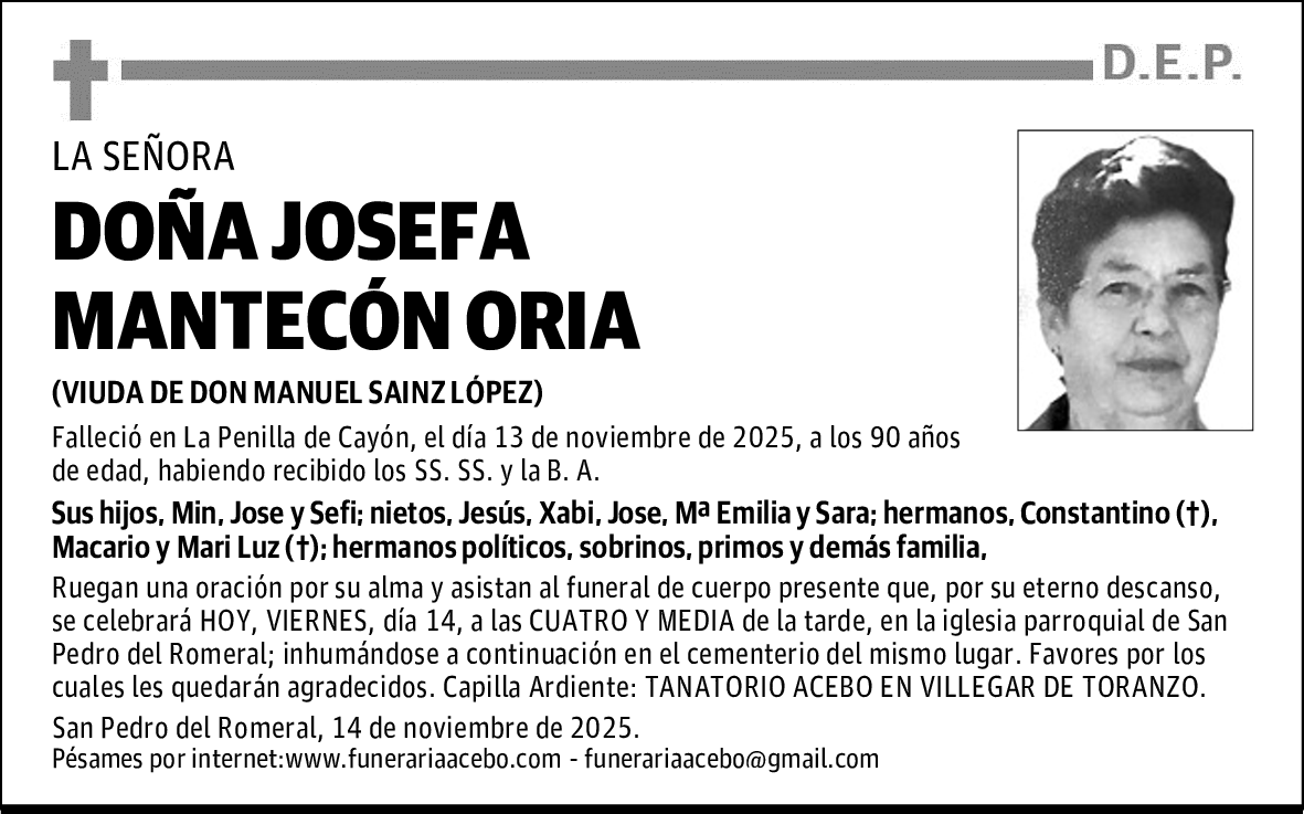 DOÑA JOSEFA MANTECÓN ORIA