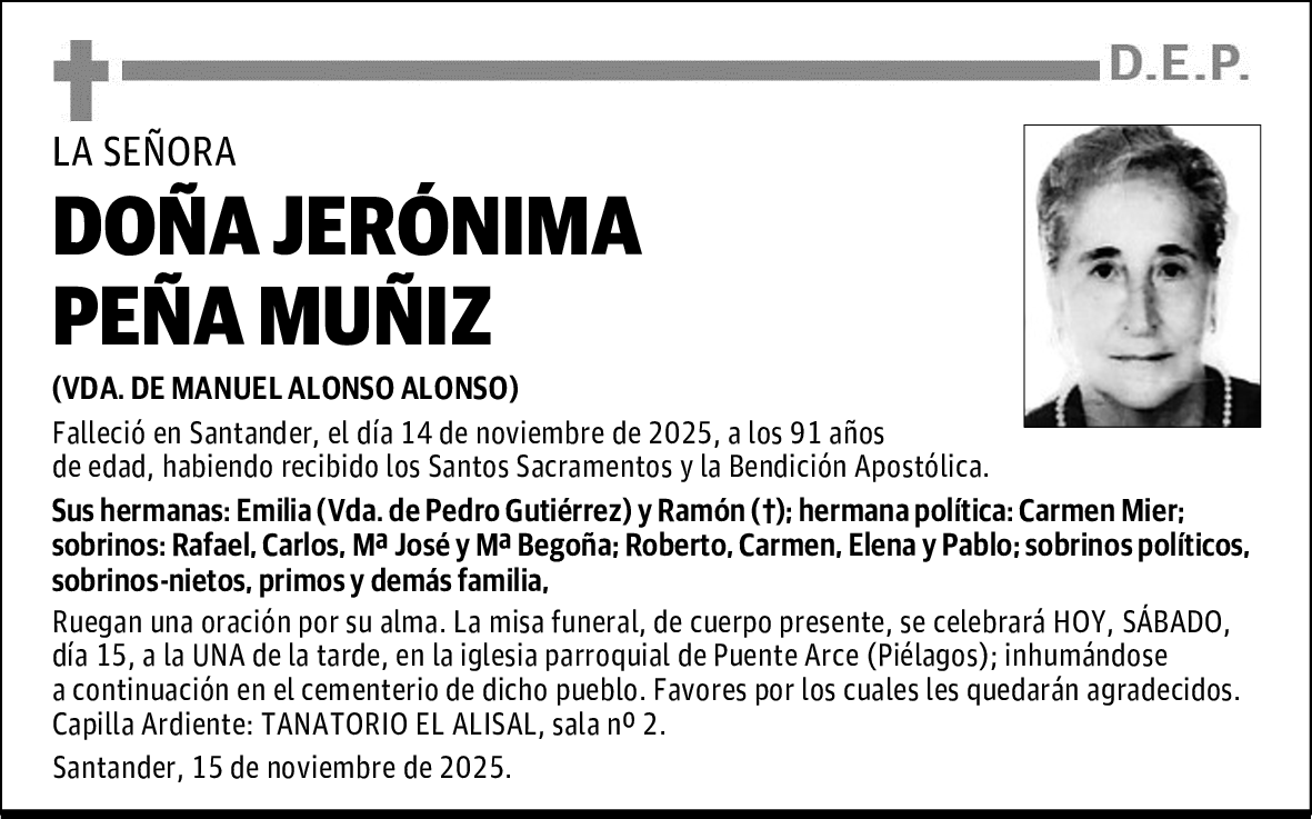 DOÑA JERÓNIMA PEÑA MUÑIZ