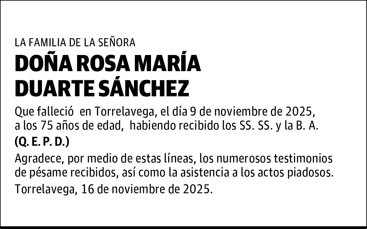 DOÑA ROSA MARÍA DUARTE SÁNCHEZ