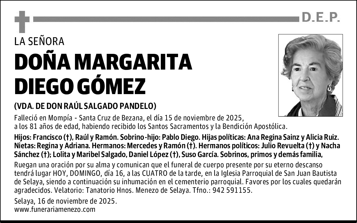 DOÑA MARGARITA DIEGO GÓMEZ